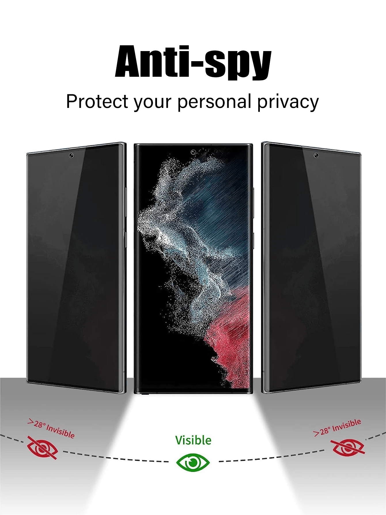 2 peças de vidro protetor de tela de privacidade para Samsung Galaxy