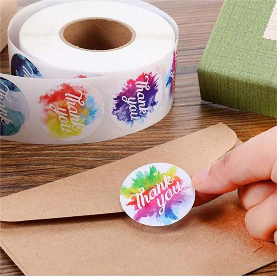 1捲500pcs聖誕節創意貼紙,適用於禮品包裝、信封密封和裝飾,適用於禮品包裝、手工藝品、信封、蛋糕杯和糖果裝飾和贈送,工藝標籤,1英寸(2.5cm) - 彩色 - 查看 1