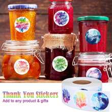 1捲500pcs聖誕節創意貼紙,適用於禮品包裝、信封密封和裝飾,適用於禮品包裝、手工藝品、信封、蛋糕杯和糖果裝飾和贈送,工藝標籤,1英寸(2.5cm) - 彩色 - 查看 5