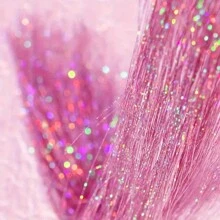 1 Pc Sparkle Shiny Hair Tinsel Hair Extensions Dazzles Women Hippie For Braiding Headdress Hair Braiding Tools Long 90cm/120cm - Pink - View 4