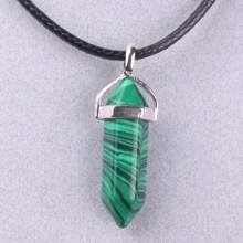 1 件天然石晶水晶項鍊 Pu 皮繩項鍊情侶禮物幸運石項鍊六角柱水晶吊墜項鍊男士女士直銷 - 天然石 - 查看 5