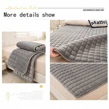 一件富有色彩的絨面床褥(不包括枕頭),舒適通透的床墊墊子,適用于臥室、客房、宿舍或旅館,非常適合秋冬床上用品 - 深灰色 - 查看 7