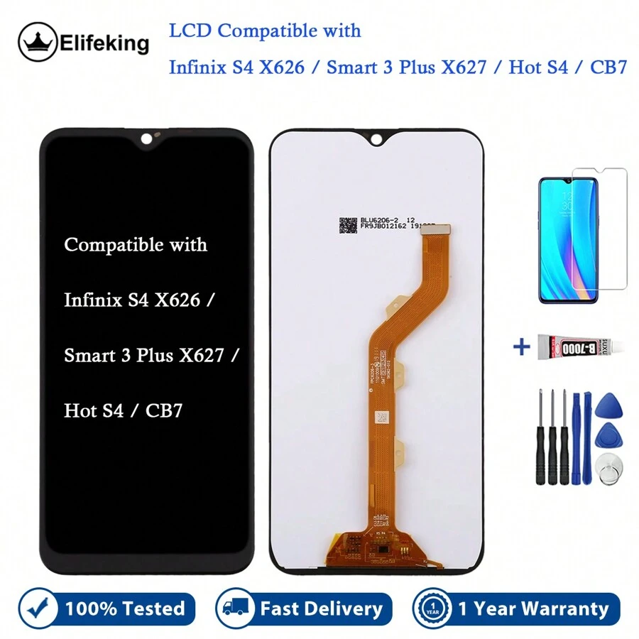 Lcd Screen Display Touch Screen Digitizer Assembly Replacement For Infinix S4 X626/Smart 3 Plus X627/Hot S4/Cb7 - black without frame - View 1