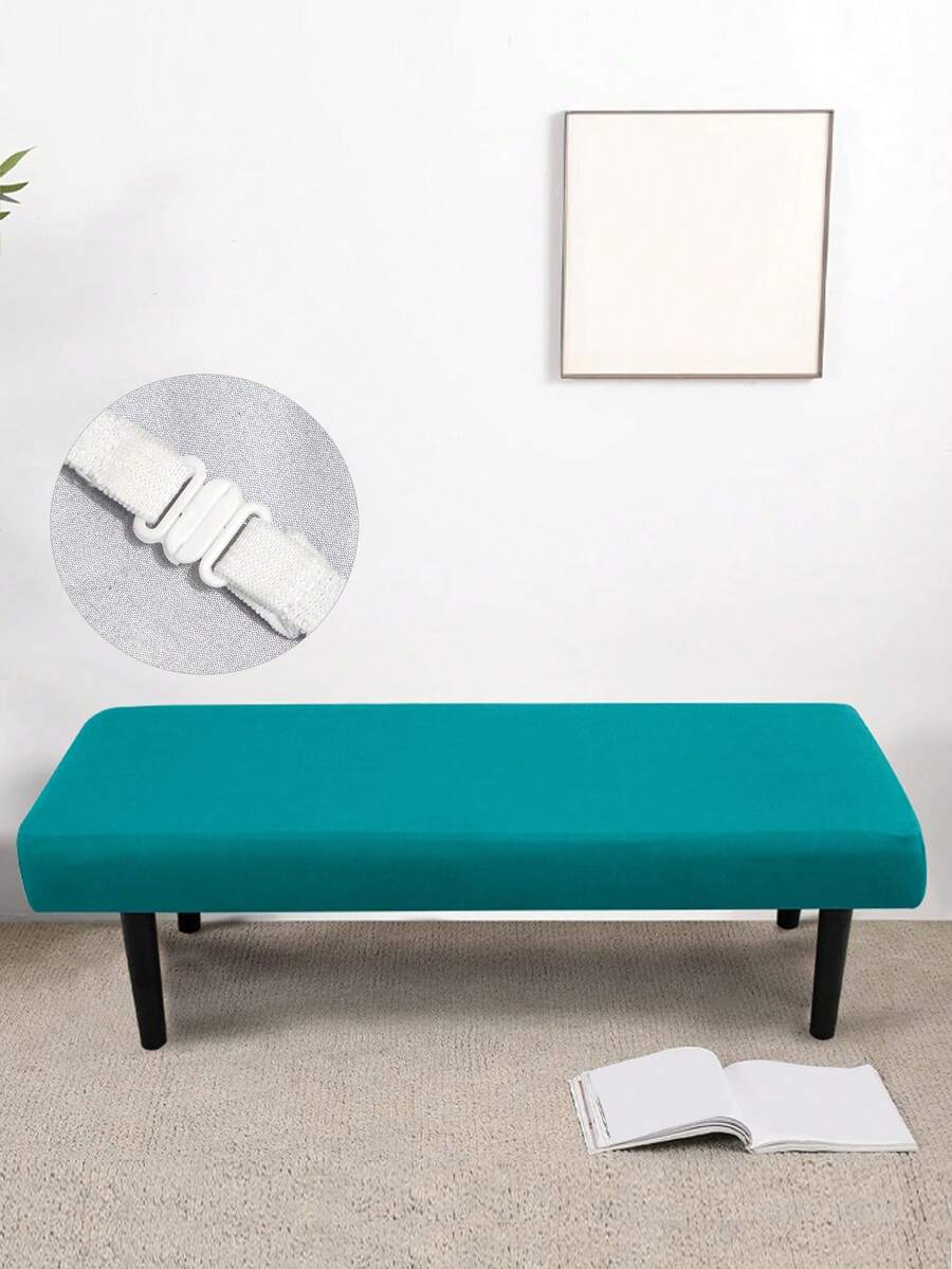 1 件純色牛奶絲長凳套,現代簡約彈性可拉伸聚酯纖維防塵可拆卸長凳套,適合客廳和臥室,適合所有季節 - 水鴨藍 - 查看 1