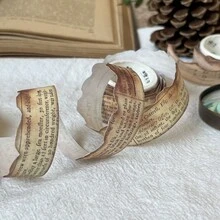 Vintage Japanese Paper Washi Tape, Burnt Yellow Color, For Scrapbooking, Journaling, Diy Crafts, With Unique Charred Design - Multicolor - View 3