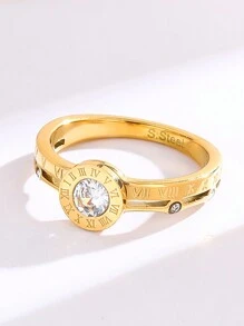 1 Stück Edelstahl-Ring mit gekreuzten römischen Ziffern und Zirkonia, modischer europäischer und amerikanischer Stil mit schlichtem Design, hochwertig mit Nische und Ins-Stil, süß und zart personalisierter kreativer Ringfür den Zeigefinger für den täglichen Gebrauch von Frauen - Diamantring mit römischen Ziffern - Übersicht 13