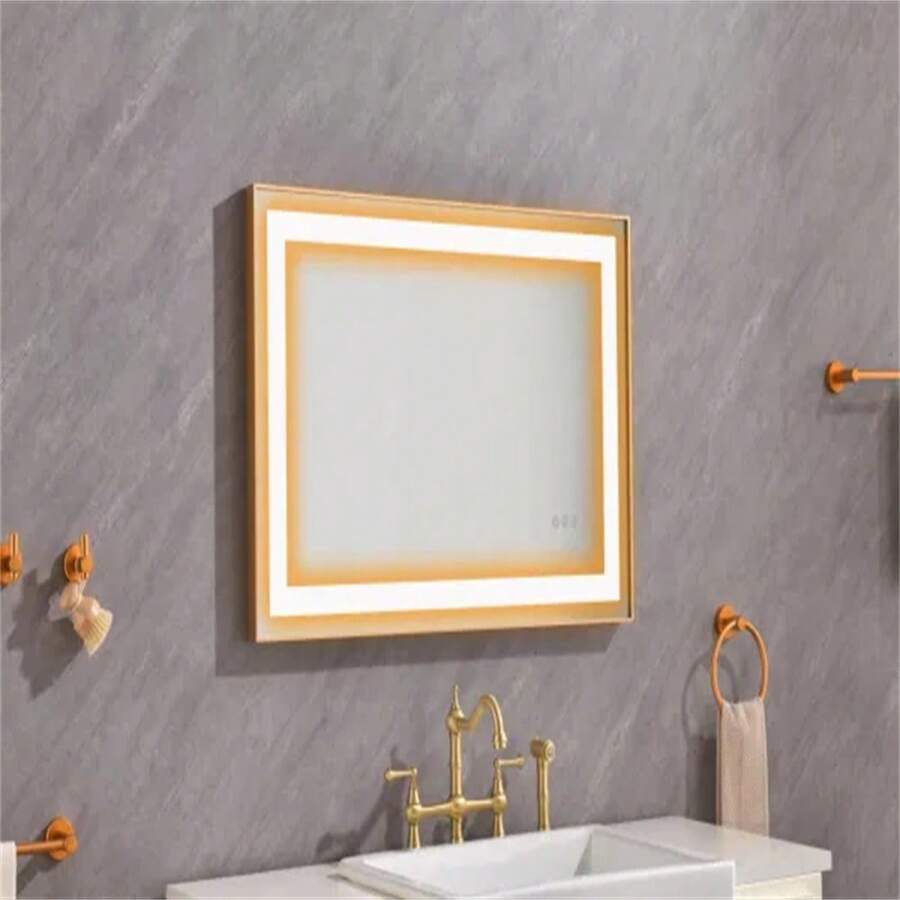 36*24 LED Lighted Bathroom Wall Mounted Mirror With High Lumen+Anti-Fog Separately Control