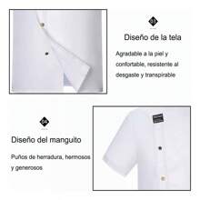 Chaqueta de chef transpirable, blanca, gris y negra, elegante, manga corta, unisex, cómoda y duradera, adecuada para cocinar, hornear, hotel, restaurante, catering, manga corta de verano, uniforme de trabajo... - Blanco - Ver 7
