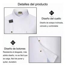 Chaqueta de chef transpirable, blanca, gris y negra, elegante, manga corta, unisex, cómoda y duradera, adecuada para cocinar, hornear, hotel, restaurante, catering, manga corta de verano, uniforme de trabajo... - Blanco - Ver 6