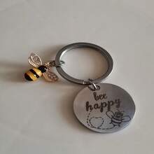 1 件裝蜜蜂快樂鑰匙扣,鑰匙圈禮物 - 銀色 - 查看 2