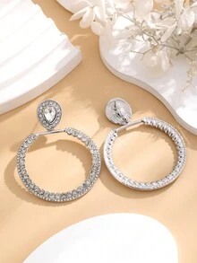 1 對全水鑽裝飾字母耳環 - 白色 - 查看 4