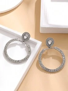 1 對全水鑽裝飾字母耳環 - 白色 - 查看 3