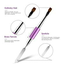 1支雙頭紫色扁平指甲藝術刷,金屬手柄 - 紫色 - 查看 3