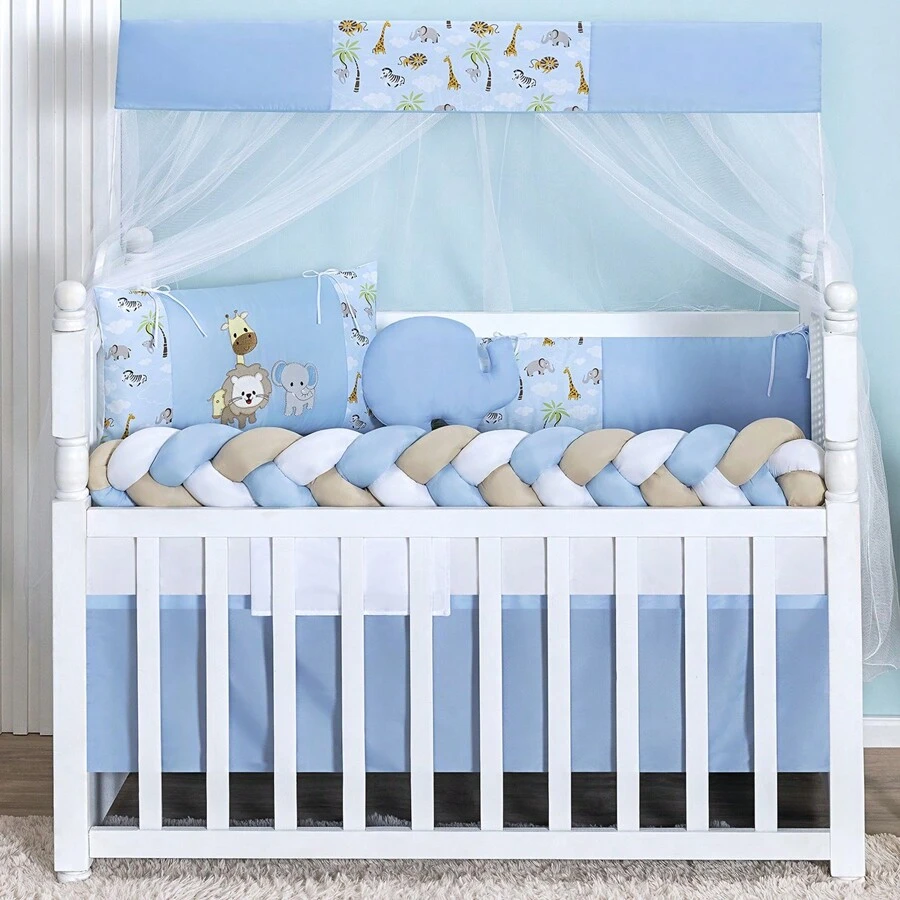 COMPLETE AMERICAN AND NATIONAL SLIM BABY CRIB KIT, FITS CRIB WITH MATTRESS UP TO 130CM X 70CM PROMOTION - 藍色野生動物園 - 查看 1