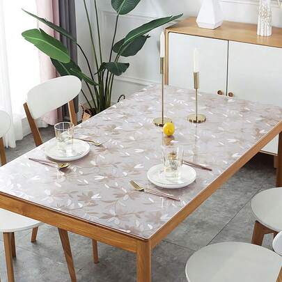 1pc Polyester Square Tablecloth, Desk Pad, Office Desk Blotter, Transparent Plastic Tablecloth Protector, PVC Clear Desk Mat, Waterproof And Scratch-Resistant Tablecloth, Home Decor