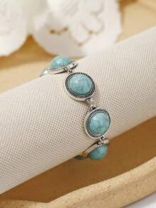 1pc Zinc Alloy & Resin Stone Effect Popular Bracelet - Blue - View 1
