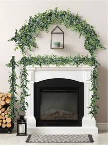 1 pièce/2 pièces/3 pièces, 70,86 pouces/5,9 pieds Décoration de maison Vignes de table artificielles, Couronne de fleurs d'eucalyptus vert avec feuilles d'eucalyptus dollar d'argent et couronne de fleurs de souffle de bébé. Fleurs et vignes artificielles en plastique. Saint-Valentin, Cadeau