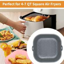 1入組氣炸鍋矽膠盆,8.5英寸氣炸籃,配件,可重複使用的氣炸鍋襯,取代羊皮紙,無需清洗氣炸鍋(灰色) - 灰色 - 查看 3