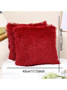 1入灰/酒紅/白色海綿絨抱枕套,雙面純色家居裝飾靠墊套,現代簡約款式,毛絨長絨絨抱枕套,方形,柔軟隱形拉鍊,適用於客廳臥室沙發車辦公室裝飾,不包括抱枕內芯 - 酒紅色 - 查看 2
