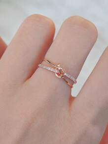 BALMORA Anillo Vintage De Plata S925 Con Sencilla Circonita Cúbica Dorada Rosa Para Mujeres Y Niñas Con Un Encantador Estilo Retro De Doble Nudo Elegante Para Bodas Y Compromisos. Un Pequeño Declaración Elegante Y Regalo De Joyería Para Novias.