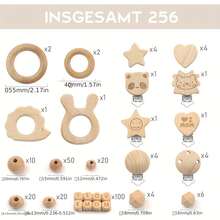 100 顆流蘇木珠套裝,29 顆矽膠珠 26 顆木珠,12 顆 20 毫米鉤針木珠,2 顆木夾,20 M 工藝繩,用於 Diy 珠寶製作 Diy 工藝流蘇（256-a） - 杏色 - 查看 4