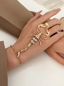 1Pc 夸张蝎子手指手链女甜美酷辣妹微镶宝石立体蝎子单只时尚 - 金色 - 查看 4