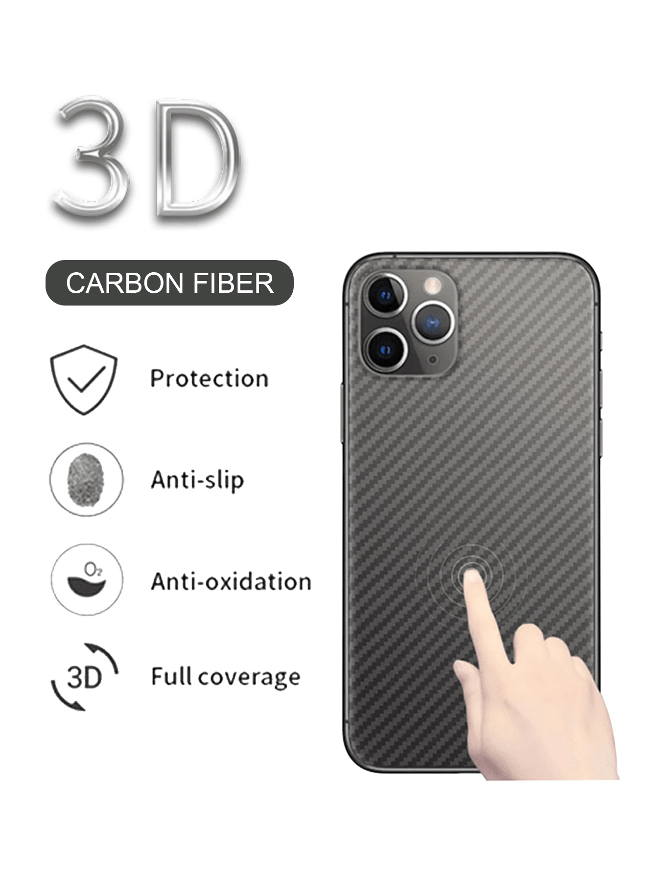 2pcs Carbon Fiber Back Film Screen Protector, 0.1mm Thickness, Anti