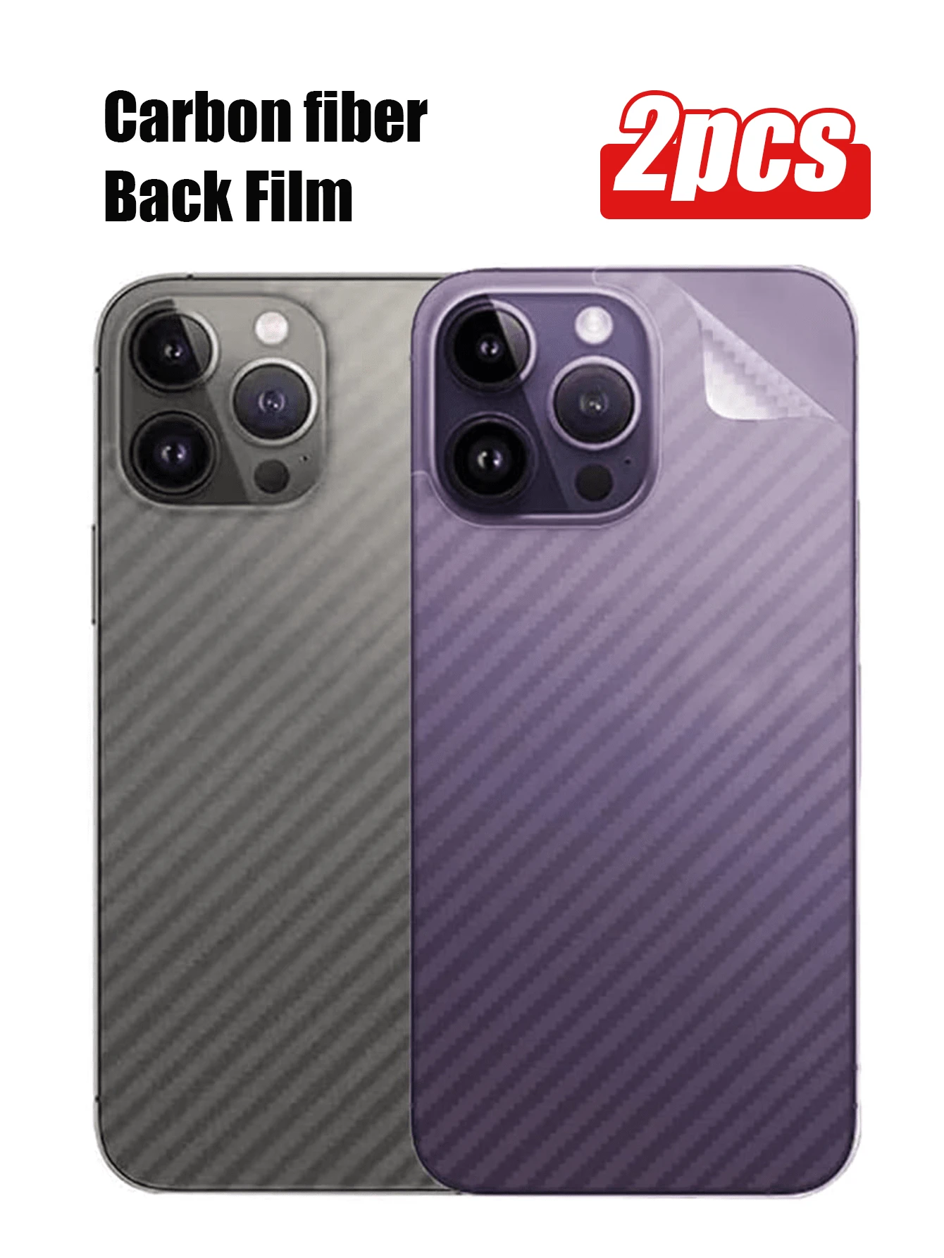 2pcs Carbon Fiber Back Film Screen Protector, 0.1mm Thickness, Anti