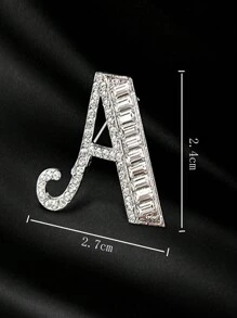1pc 英文26字母胸针 水钻 典雅合金胸针 水钻镶嵌 典雅 胸花配饰 服装配饰 - 銀色 - 查看 2