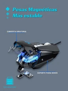 1 Pieza Mouse Gamer Alámbrico Profesional Original 7 Botones Ergonómico 1000/1600/2400/3200/4800/7200 DPI cable de fibra trenzado de alta velocidad de 6 pies y 3 mm y un conector USB  IMICE T-96 RGB - Negro - Ver 2