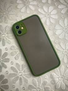 1入組拼色框iphone手機殼 - 軍綠色 - 查看 2