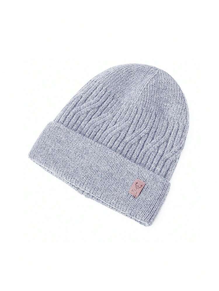 Un gorro de punto casual para hombres y mujeres en otoño e invierno, de unicolor, sencillo y versátil, talla grande gorro de forro polar, gorro adecuado para salidas al aire libre, deportes y compras - Negro - Añade 3