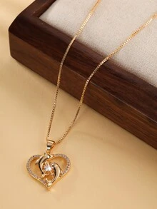 1條情人節愛心吊墜項鍊,微鑲寶石,多種選擇 - XL0479 - 查看 1