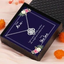 1入時尚創意銅鋯石吊墜項鍊連禮盒,適合女性節日禮物或日常穿戴 - 銀色 - 查看 3