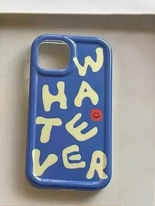 1pc Universal Frame Airbag - Blue Twisted English Letters Phone Case Compatible With IPhone, Huawei, Samsung, Xiaomi, Redmi - Multicolor - View 1