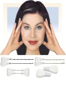 40 Piezas de Set Invisible Pegatinas De Cara Delgada En Forma De V - Blanco - Ver 3