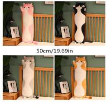 1件可愛的貓咪抱枕,藍色/綠色/黑色/灰色/黃色條紋貓咪抱枕-柔軟的睡覺午睡枕頭和女友的生日禮物,情人節禮物,生日禮物 - 黑色 - 查看 10