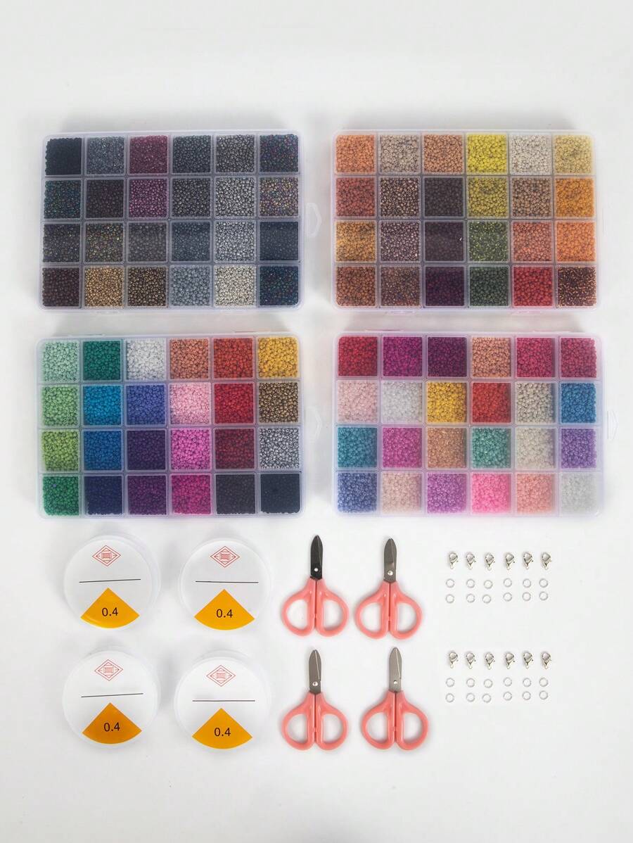 5入組盒裝約20000粒/24色米珠diy珠寶製作套件,適用於初學者 - 盒裝米珠 - 查看 1