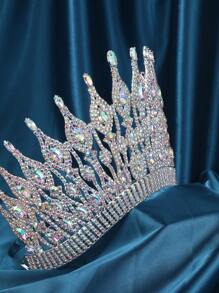 歐美風格選美皇冠,適合生日派對和節日,婚禮頭飾,時尚獎項冠 - 銀色 - 查看 2