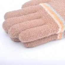 Children's Knitted Knit Gloves For Boys, Autumn & Winter, Thickened, Full Finger, Double Layer, Separated Finger, Keep Warm While Cycling, Primary School Students - Beige - View 10