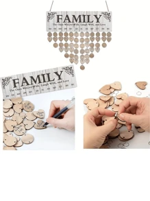 1 件 Diy 木製家庭生日提醒日曆牌,週年紀念追蹤器壁掛提醒板,100 件木製標籤,完美的家庭生日禮物,家居裝飾(週年紀念) - 淺灰色 - 查看 3