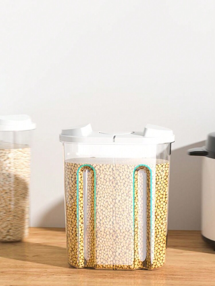 1個透明密封廚房儲物容器,大容量穀物儲備罐帶雙扣環,防蟲多功能食品整理盒 - 透明白 - 查看 5