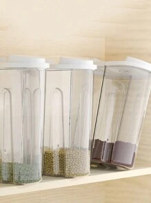 1個透明密封廚房儲物容器,大容量穀物儲備罐帶雙扣環,防蟲多功能食品整理盒 - 透明白 - 查看 8