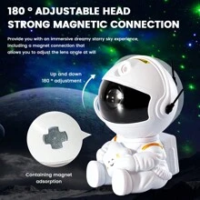Astronaut Starry Sky Colorful Projector Lamp Starry Atmosphere Night Light Usb Plug And Play, Star-Based Guitar Model Remote Control 180° Head Magnetic Adjustable Laser Nebula Lamp Astronaut Ornament - White - View 7
