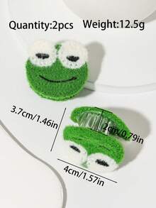 2入組女士卡通動物青蛙甜美可愛髮夾,大學風格 - 彩色 - 查看 6