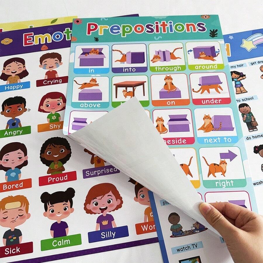 4pcs charts for distance learning educational posters for toddlers