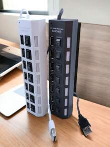 Barra Multicontactos Usb 7 Contactos Adaptador Hub Computadora Pc Memorias Etc - Conectividad Eficiente y Rápida para tu Espacio de Trabajo - Blanco - Ver 6