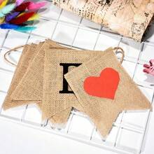 1入粗麻質感婚禮懸掛式旗幟,情人節裝飾,愛心旗幟,派對新娘求婚,訂婚,情人節,婚禮派對,裝飾道具,拉花love亞麻尾巴,愛情旗幟 - 棕色 - 查看 6