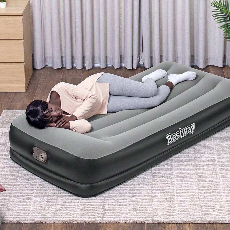 Inflatable Mattress Twin Air Bed With Integrated Pump Camping Air