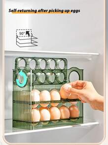 1pc,Kitchen Large Capacity Egg Fridge Storage Box - Portable Multi-Layer Egg Tray Organizer, Convenient Opening/Closing Egg Holder - One Size Fits All - View 1
